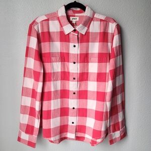 Pact Clothing Mila Plaid Flannel Top, Size Large, Color Holiday Gingham